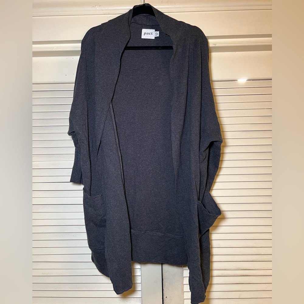 Pact Organic Cotton Airplane Cardigan size large XL Minimalist Travel Athleisure - Picture 8 of 15